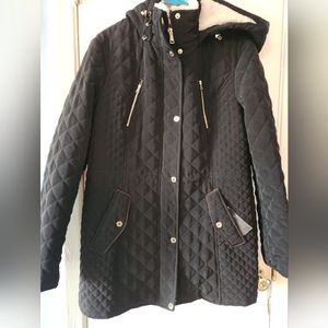 Laundry by Shelli Segal Quilted Coat w faux sherpa Large NWT